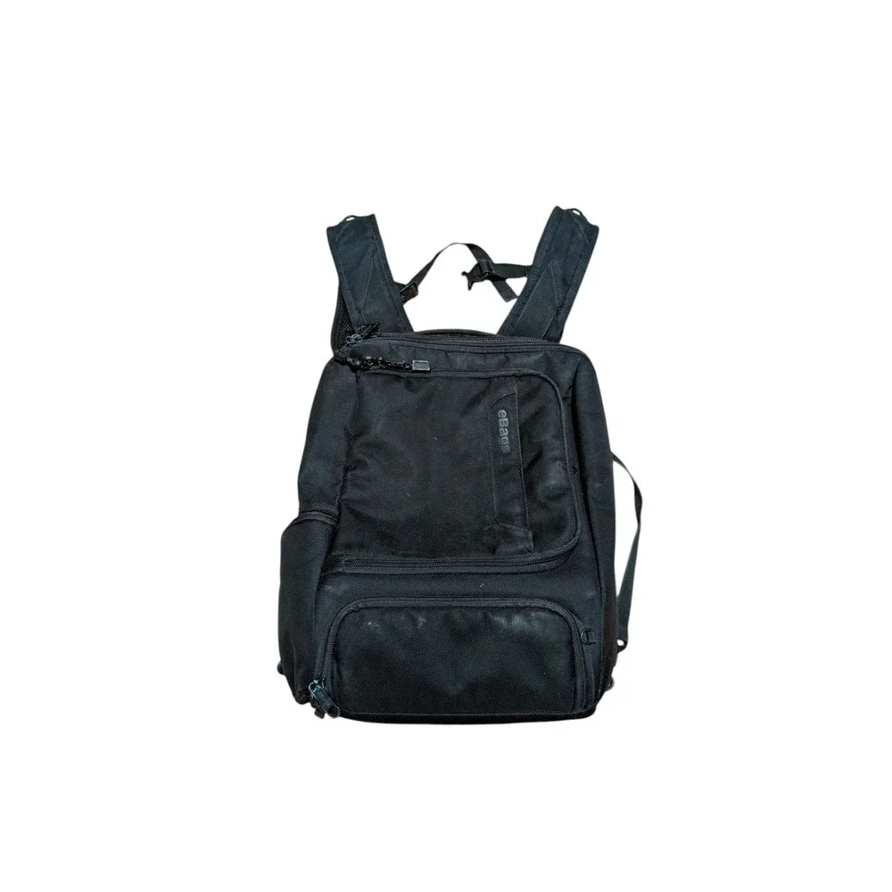 eBags Professional Slim Laptop Backpack Black Orange Nylon Travel Bag Pockets